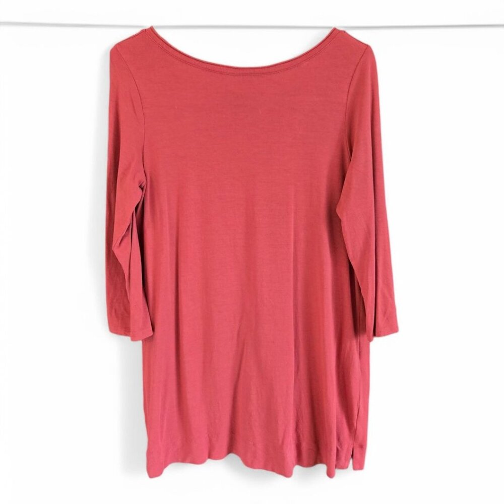 J.Jill Wearever Collection 3/4 Sleeve Tunic Top V-Neck Reversible Rust Color S